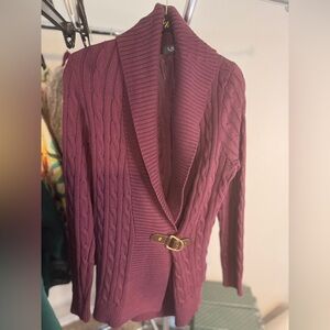 Ralph Lauren Burgundy Cable Knit Sweater